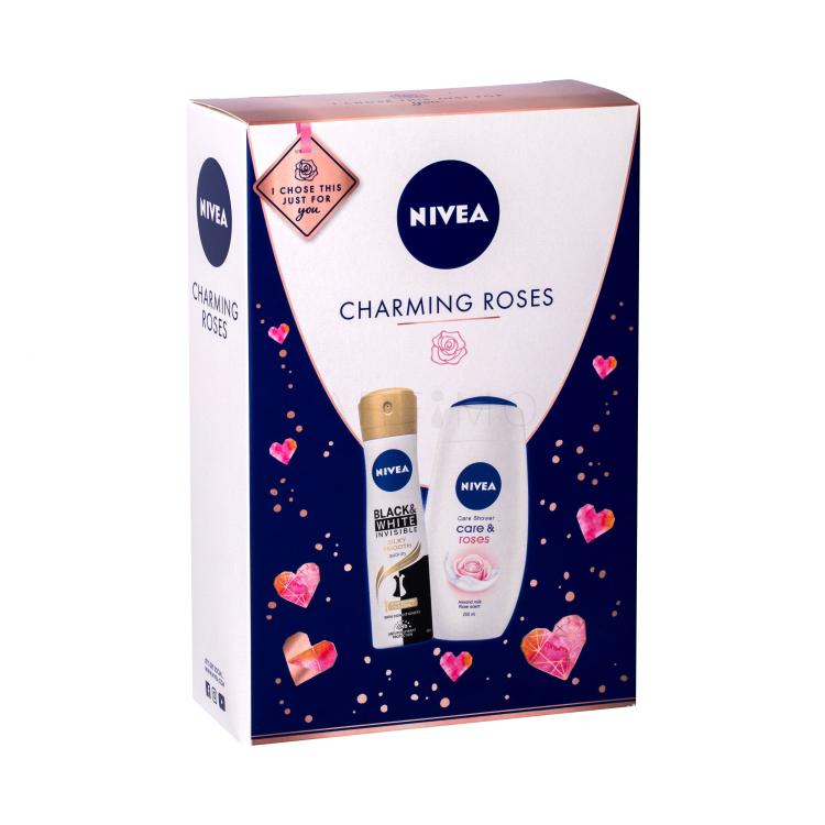 Nivea Care &amp; Roses Pacco regalo doccia crema 250 ml + antitraspirante Black &amp; White Invisible Silky Smooth 150 ml