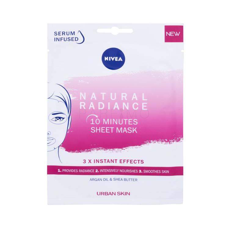 Nivea Natural Radiance 10 Minutes Sheet Mask Maschera per il viso donna 1 pz