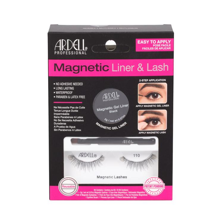Ardell Magnetic Liner &amp; Lash 110 Pacco regalo ciglia finte 110 1 paio + eyeliner magnetico 2 g Black + pennello per eyeliner 1 pz