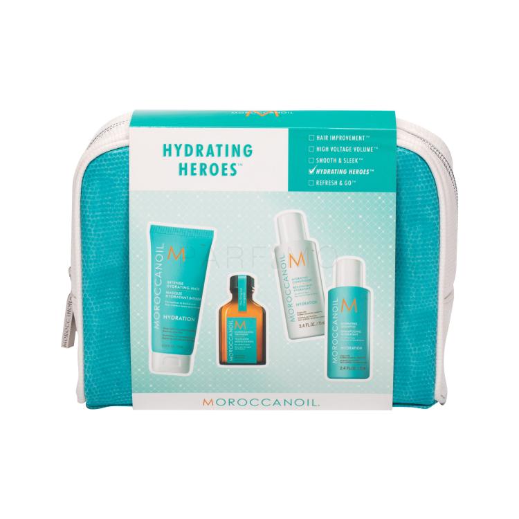Moroccanoil Hydration Pacco regalo šampon 70 ml + kondicionér 70 ml + maska na vlasy 75 ml + olej na vlasy 25 ml + kosmetická taška