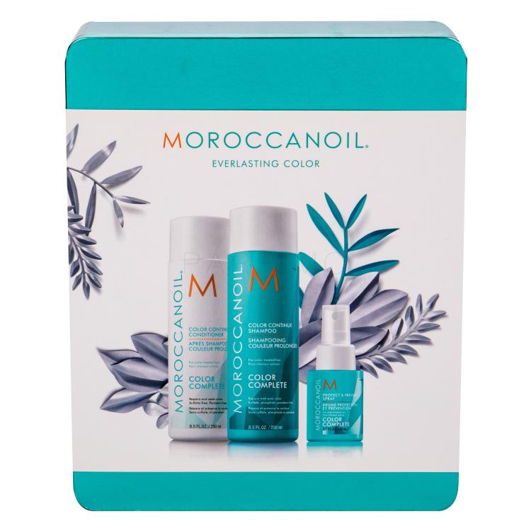 Moroccanoil Color Complete Pacco regalo shampoo 250 ml + balsamo 250 ml + spray protettivo Light 50 ml + scatola di latta