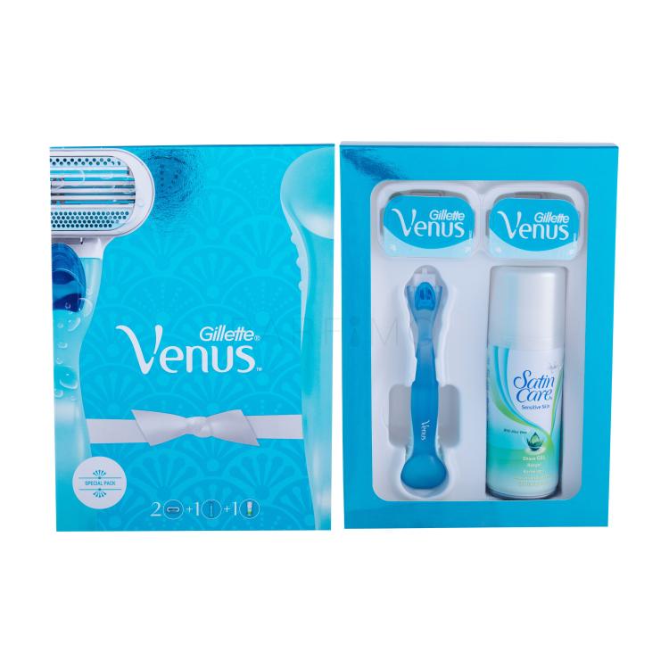 Gillette Venus Pacco regalo rasoio 1 pz + lamette di ricambio 1 pz + gel da barba Satin Care 75 ml