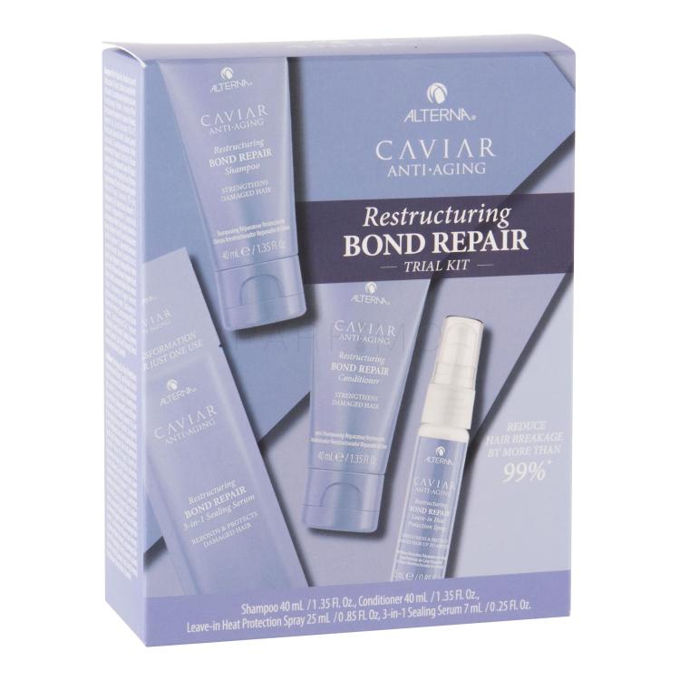 Alterna Caviar Anti-Aging Restructuring Bond Repair Pacco regalo shampoo 40 ml + balsamo 40 ml + spray per la protezione dal calore 25 ml + trattamento per capelli Sealing Serum 7 ml