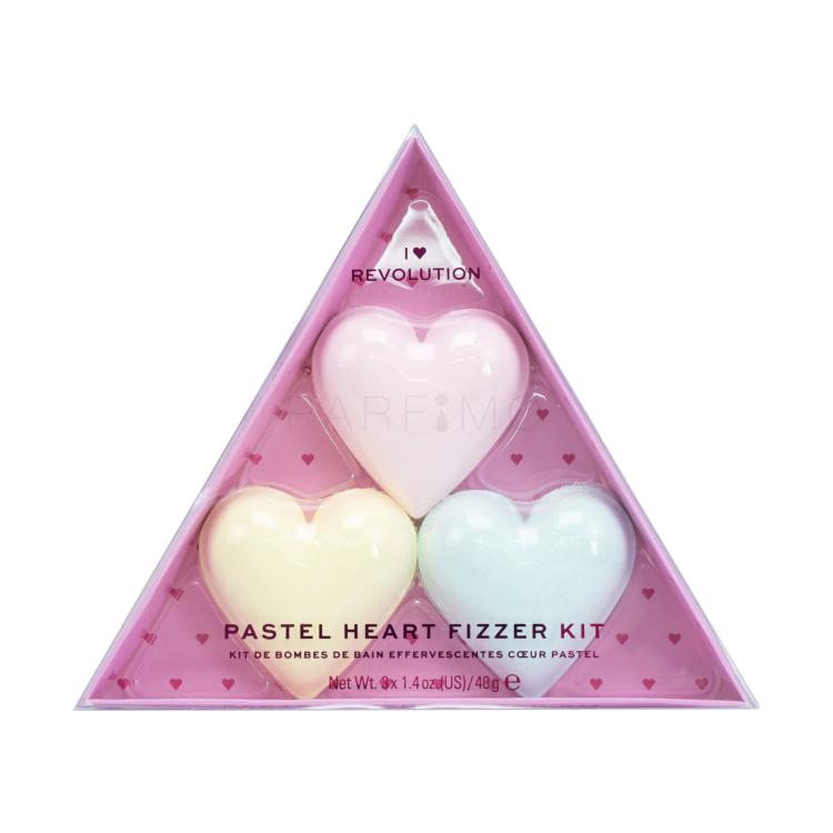I Heart Revolution Heart Pastel Bath Fizzer Kit Pacco regalo bomba da bagno 40 g + bomba da bagno 40 g Passion Fruit + bomba da bagno 40 g Lemon