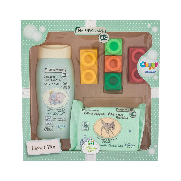 Naturaverde Baby Pacco regalo doccia gel Ultra Delicate Wash 200 ml + salviette detergenti Baby Delicate Wet Wipes 20 ks + cubetti colorati 5 pz