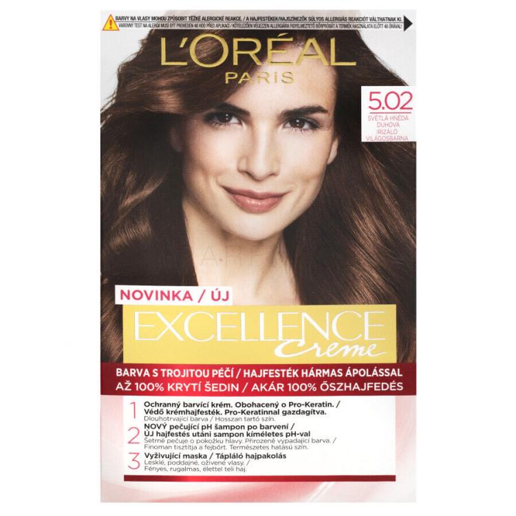 L&#039;Oréal Paris Excellence Creme Triple Protection Tinta capelli donna 48 ml Tonalità 5,02 Light Brown