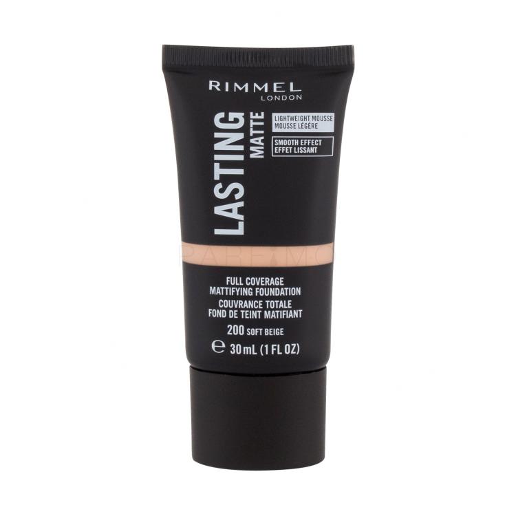 Rimmel London Lasting Matte Full Coverage Fondotinta donna 30 ml Tonalità 200 Soft Beige