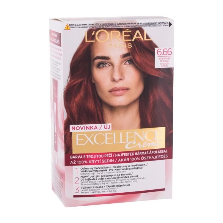 L&#039;Oréal Paris Excellence Creme Triple Protection Tinta capelli donna 48 ml Tonalità 6,66 Intense Red