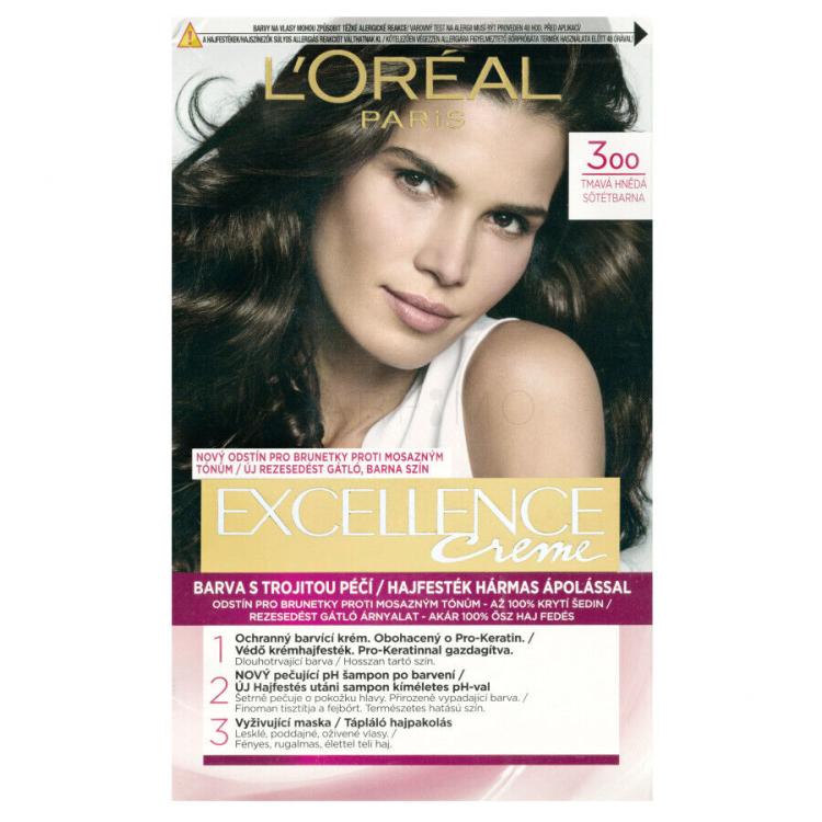 L&#039;Oréal Paris Excellence Creme Triple Protection Tinta capelli donna 48 ml Tonalità 300 Dark Brown
