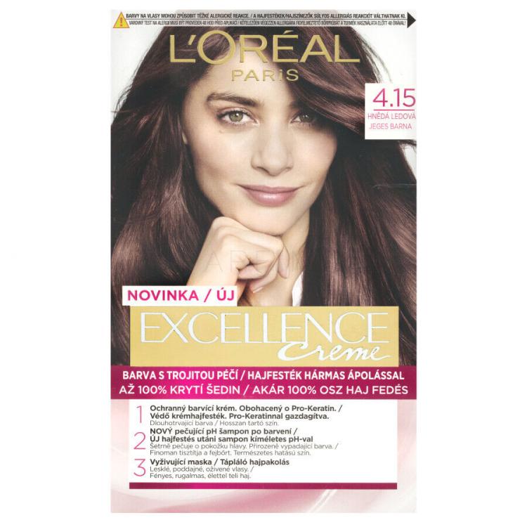 L&#039;Oréal Paris Excellence Creme Triple Protection Tinta capelli donna 48 ml Tonalità 4,15 Frosted Brown