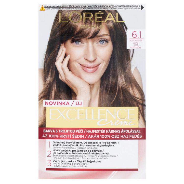 L&#039;Oréal Paris Excellence Creme Triple Protection Tinta capelli donna 48 ml Tonalità 6,1 Natural Dark Ash Blonde