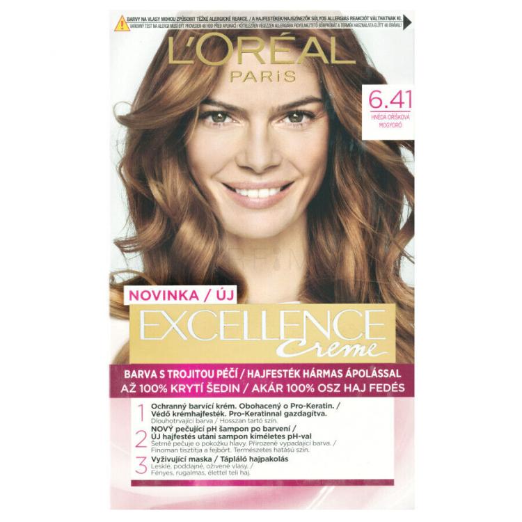 L&#039;Oréal Paris Excellence Creme Triple Protection Tinta capelli donna 48 ml Tonalità 6,41 Natural Hazelnut Brown