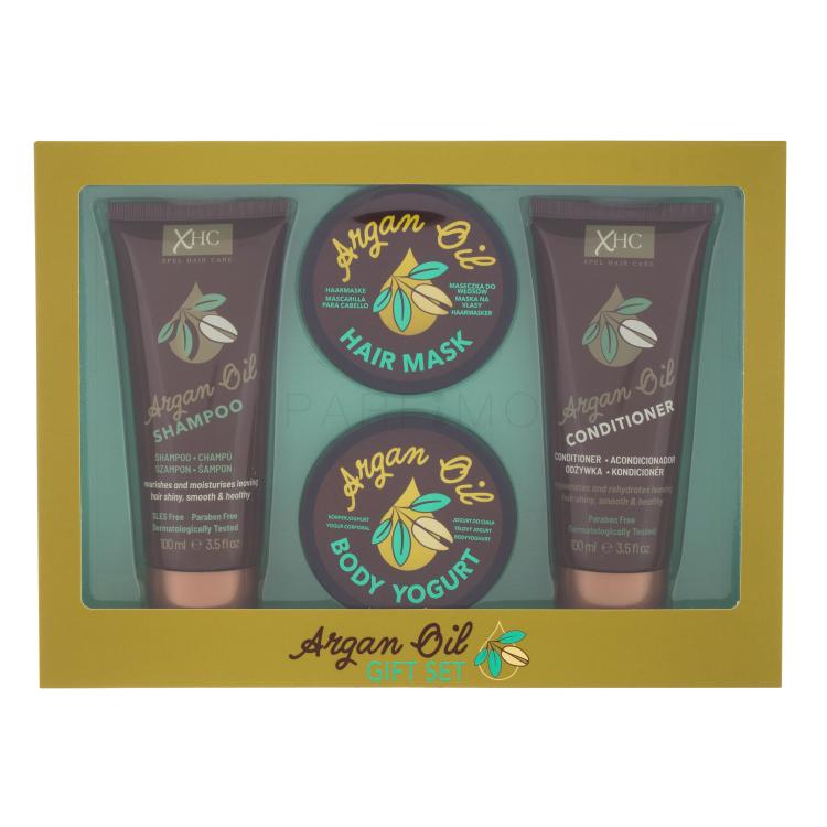 Xpel Argan Oil Pacco regalo shampoo Argan Oil  100 ml + balsamo Argan Oil 100 ml + yogurt per il corpo Argan Oil 50 g + maschera per capelli Argan Oil 50 g