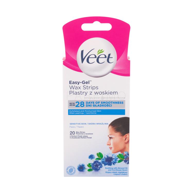 Veet Easy-Gel Wax Strips Face Sensitive Skin Prodotti depilatori donna 20 pz