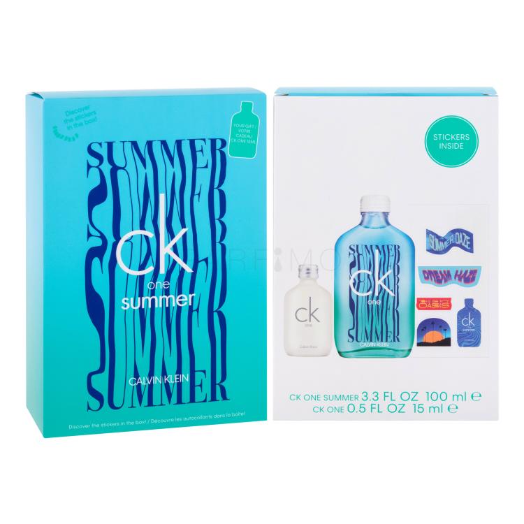 Calvin Klein CK One Summer 2021 Pacco regalo eau de toilette ml + eau de toilette CK One 15 ml + adesivi
