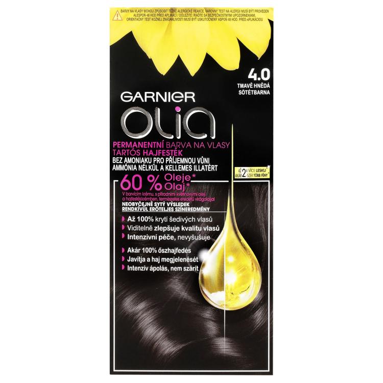 Garnier Olia Permanent Hair Color Tinta capelli donna 50 g Tonalità 4,0 Dark Brown