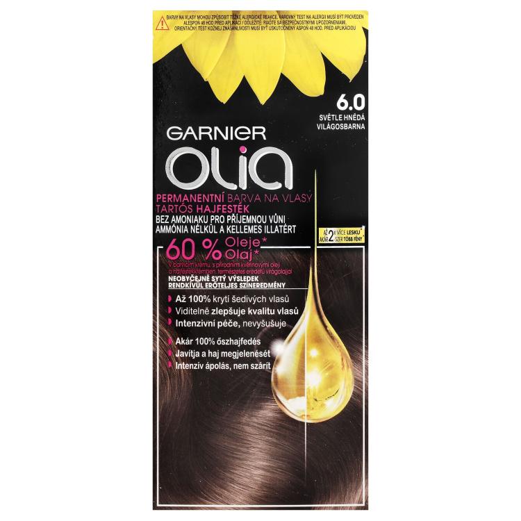 Garnier Olia Permanent Hair Color Tinta capelli donna 50 g Tonalità 6,0 Light Brown
