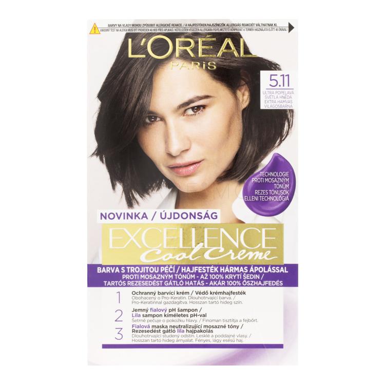 L&#039;Oréal Paris Excellence Cool Creme Tinta capelli donna 48 ml Tonalità 5,11 Ultra Ash Light Brown