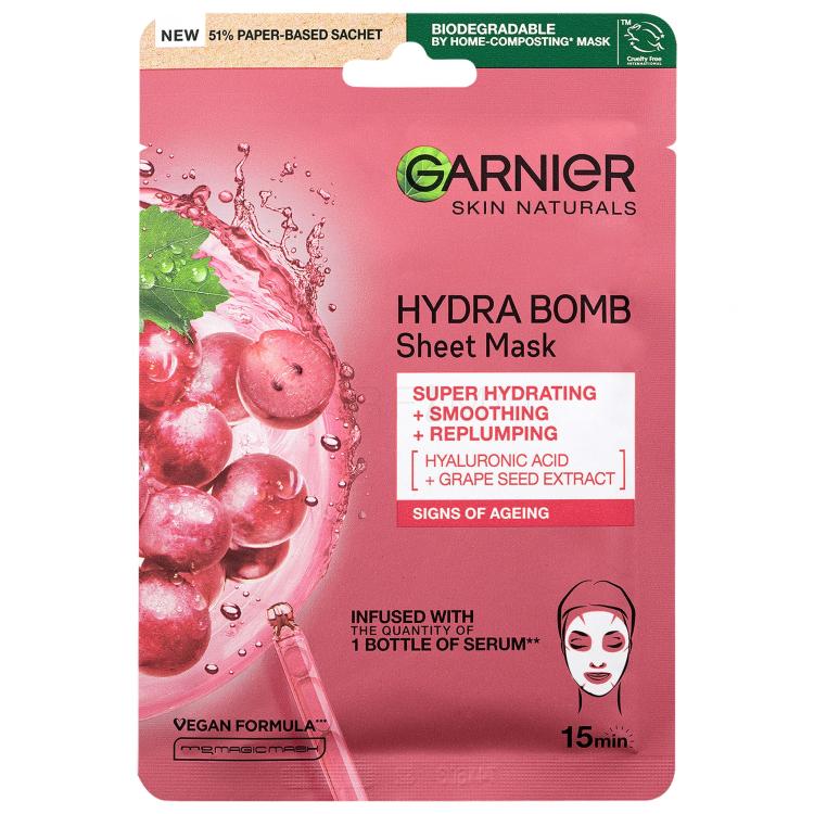 Garnier Skin Naturals Hydra Bomb Natural Origin Grape Seed Extract Maschera per il viso donna 1 pz