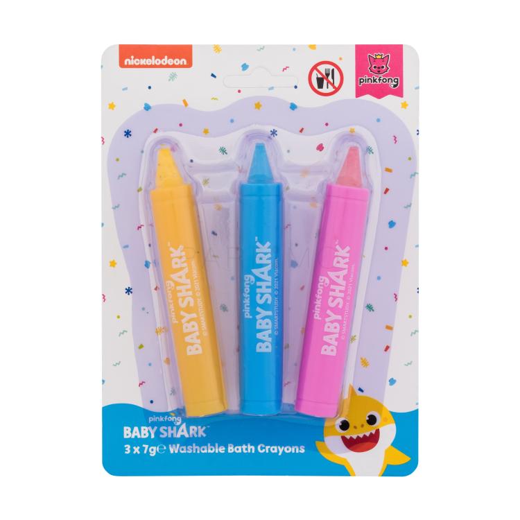 Pinkfong Baby Shark Washable Bath Crayons Pacco regalo cera Baby Shark 7 g Yellow + cera Baby Shark 7 g Blue + cera Baby Shark 7 g Pink