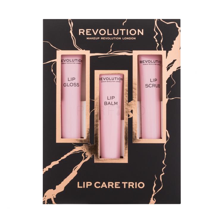 Makeup Revolution London Lip Care Trio Pacco regalo balsamo labbra Lip Balm 8 ml + lucidalabbra Lip Gloss 8 ml + peeling per le labbra Lip Scrub 8 ml