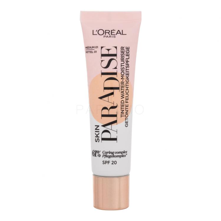 L&#039;Oréal Paris Skin Paradise Tinted Water-Moisturiser SPF20 Fondotinta donna 30 ml Tonalità 01 Medium