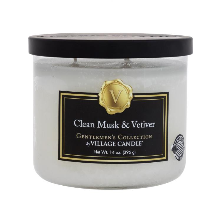 Village Candle Gentlemen&#039;s Collection Clean Musk &amp; Vetiver Candela profumata uomo 396 g