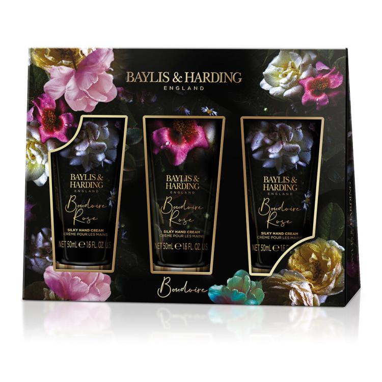 Baylis &amp; Harding Boudoire Rose Pacco regalo crema per le mani Boudoire Rose 3 x 50 ml