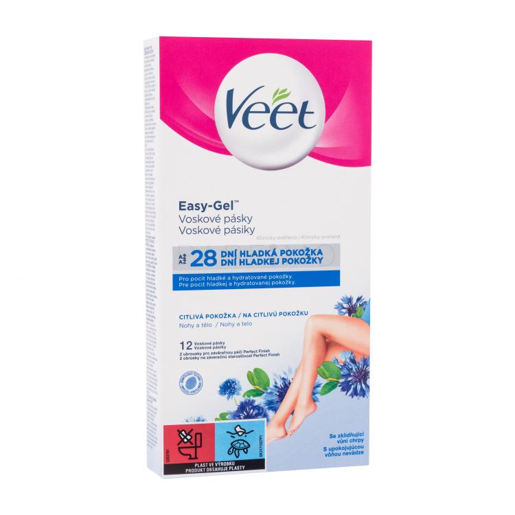 Veet Easy-Gel Wax Strips Body and Legs Sensitive Skin Prodotti depilatori donna 12 pz