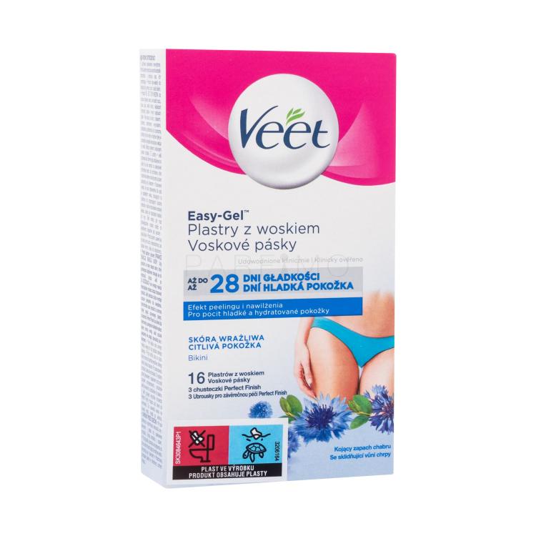 Veet Easy-Gel Wax Strips Bikini Sensitive Skin Prodotti depilatori donna 16 pz