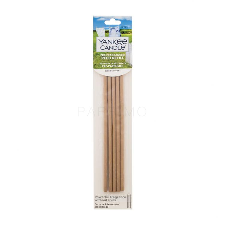 Yankee Candle Clean Cotton Pre-Fragranced Reed Refill Spray per la casa e diffusori 5 pz