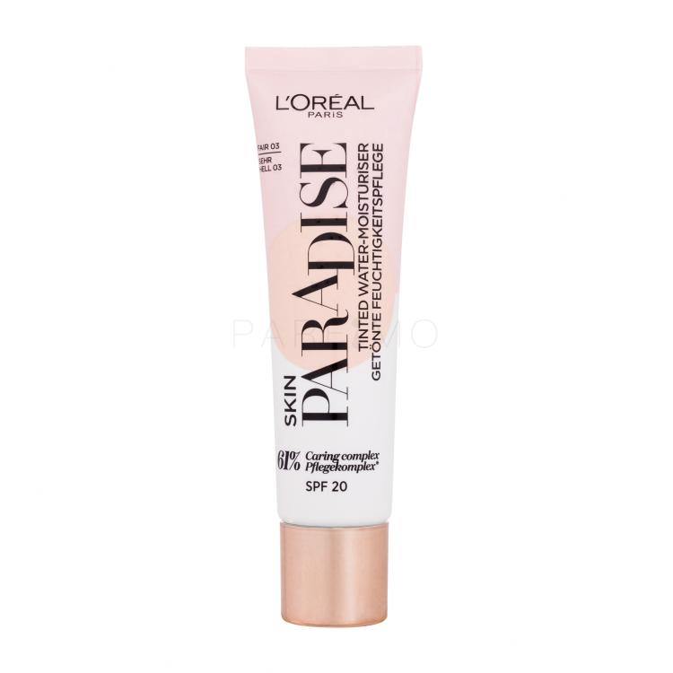 L&#039;Oréal Paris Skin Paradise Tinted Water-Moisturiser SPF20 Fondotinta donna 30 ml Tonalità 03 Fair