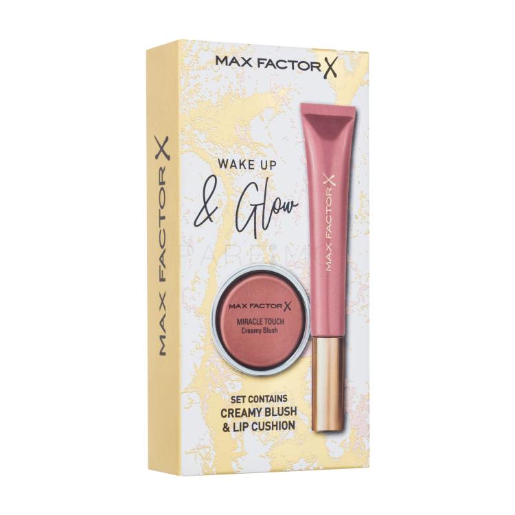 Max Factor Wake Up &amp; Glow Pacco regalo lucidalabbra Colour Elixir Lip Cushion 9 ml + blush Miracle Touch Creamy Blush 3 g 03 Soft Copper