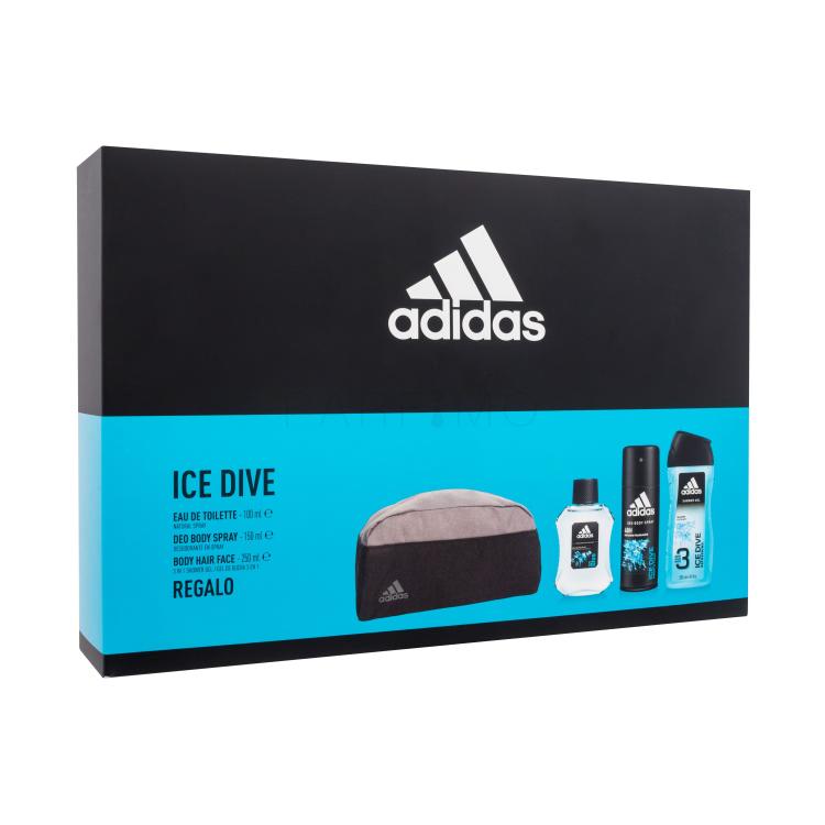 Adidas Ice Dive Pacco regalo toaletní voda 100 ml + deodorant 150 ml + sprchový gel 250 ml + kosmetická taštička