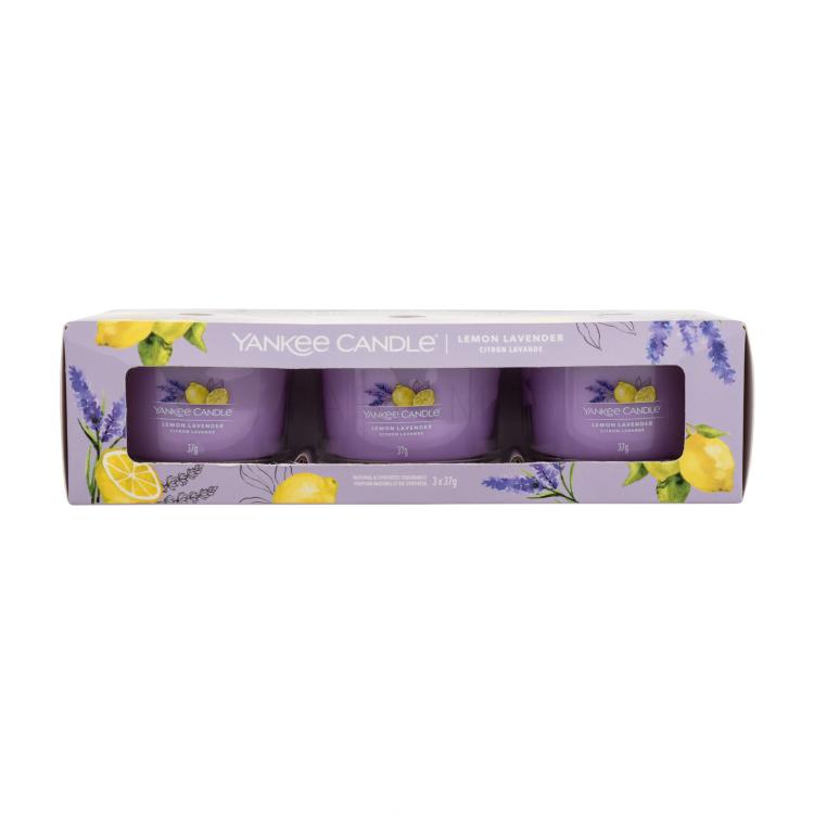 Yankee Candle Lemon Lavender Pacco regalo candela profumata 3 x 37 g