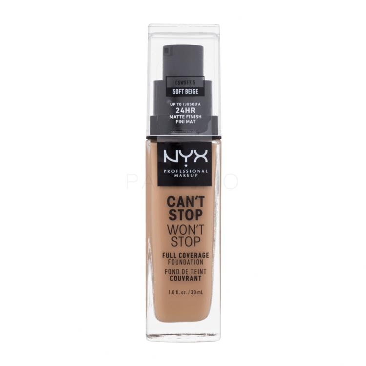 NYX Professional Makeup Can&#039;t Stop Won&#039;t Stop Fondotinta donna 30 ml Tonalità 7.5 Soft Beige