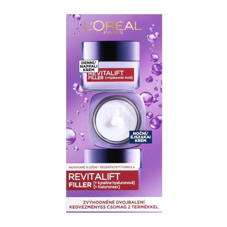 L&#039;Oréal Paris Revitalift Filler HA Duo Set Pacco regalo crema giorno Revitalift Filler HA 50 ml + crema notte Revitalift Filler HA 50 ml