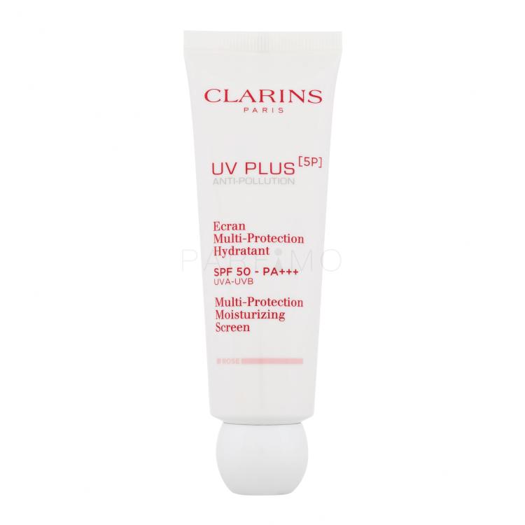Clarins UV Plus 5P Multi-Protection Moisturizing Screen SPF50 Protezione solare viso donna 50 ml Tonalità Rose