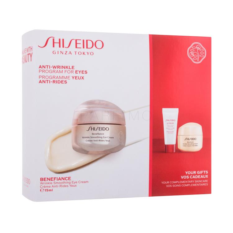 Shiseido Benefiance Anti-Wrinkle Program For Eyes Pacco regalo crema occhi Benefiance Wrinkle Smoothing Eye Cream 15 ml + siero per la pelle Ultimune Power Infusing Concentrate 5 ml + crema per la pelle quotidiana Benefiance Wrinkle Smoothing Cream 15 ml