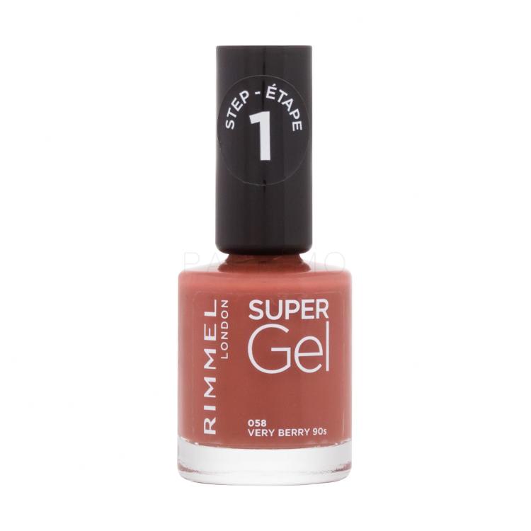 Rimmel London Super Gel STEP1 Smalto per le unghie donna 12 ml Tonalità 058 Very Berry 90s