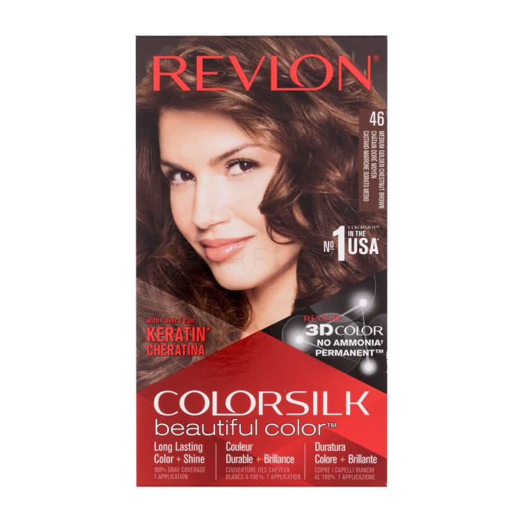 Revlon Colorsilk Beautiful Color Tinta capelli donna Tonalità 46 Medium Golden Chestnut Brown Set