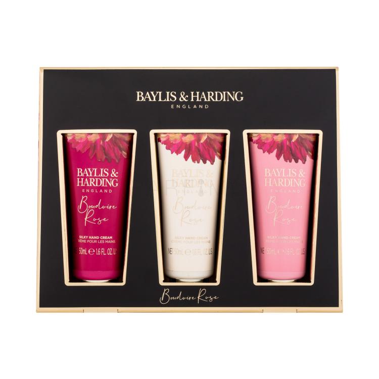 Baylis &amp; Harding Boudoire Rose Gift Set Pacco regalo crema per le mani Boudoire Rose 3 x 50 ml