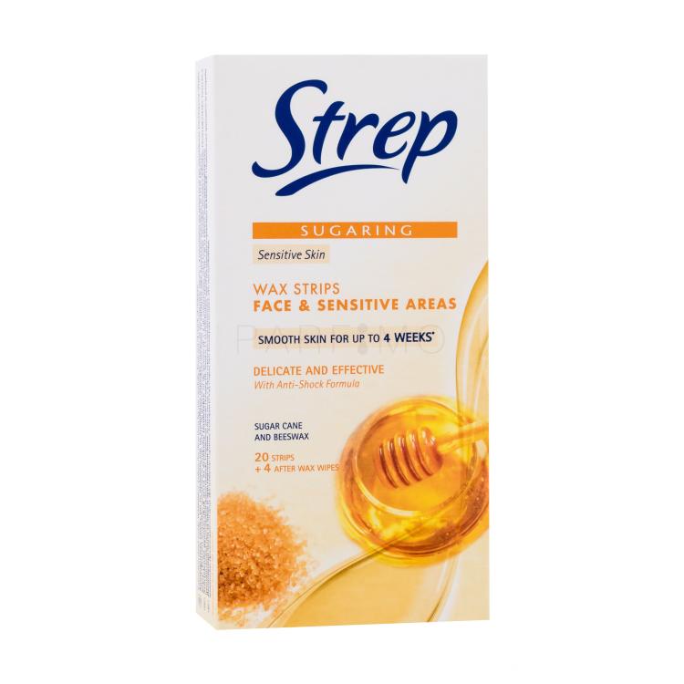 Strep Sugaring Wax Strips Face &amp; Sensitive Areas Sensitive Skin Prodotti depilatori donna 20 pz