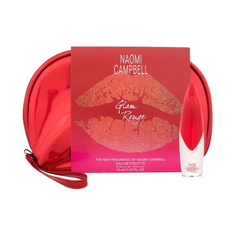 Naomi Campbell Glam Rouge Pacco regalo toaletní voda 15 ml + kosmetická taštička