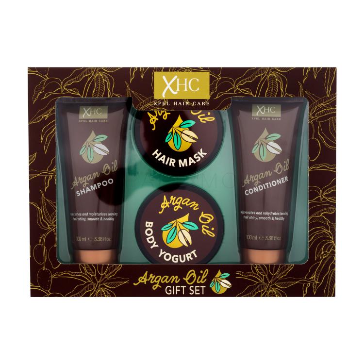 Xpel Argan Oil Gift Set Pacco regalo shampoo Argan Oil 100 ml + balsamo Argan Oil 100 ml + maschera per capelli Argan Oil 50 ml + yogurt per il corpo Argan Oil 50 ml