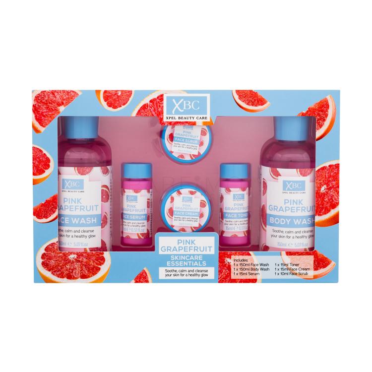 Xpel Pink Grapefruit Skincare Essentials Pacco regalo doccia gel Pink Grapefruit 150 ml + gel detergente Pink Grapefruit 150 ml + siero Pink Grapefruit 15 ml + tonico Pink Grapefruit 15 ml + crema Pink Grapefruit 15 ml + peeling Pink Grapefruit 10 ml