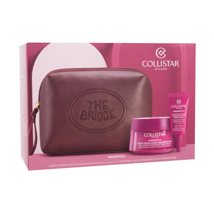 Collistar Magnifica Replumping Redensifying Cream Pacco regalo crema viso quotidiana Magnifica Replumping Crema Ridensificante 50 ml + crema contorno occhi Magnifica Contorno Occhi Ridensificante Riparatore 5 ml + busta cosmetica The Bridge