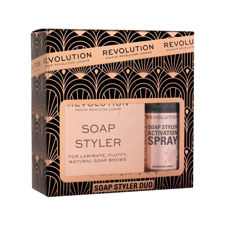 Makeup Revolution London Soap Styler+ Duo Pacco regalo sapone per sopracciglia Soap Styler 5 g + spray per sopracciglia Soap Styler Brow Activation Spray 50 ml
