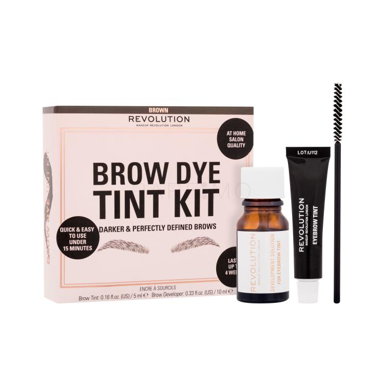 Makeup Revolution London Brow Dye Tint Kit Tinta sopracciglia donna Tonalità Brown Set
