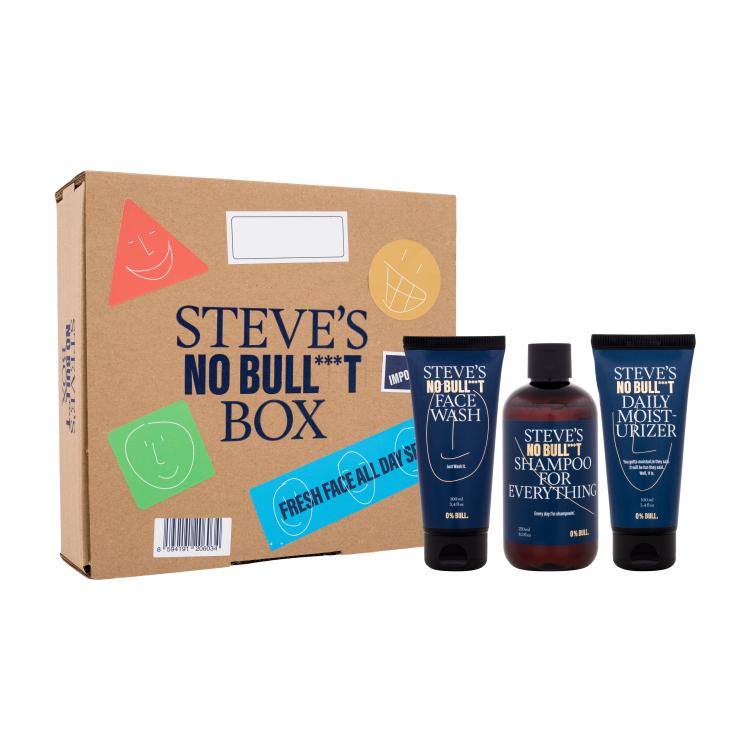 Steve´s No Bull***t Fresh Face All Day Set Pacco regalo shampoo Shampoo For Everything 250 ml + crema quotidiana per la pelle Daily Moisturizer 100 ml + gel detergente Face Wash 100 ml